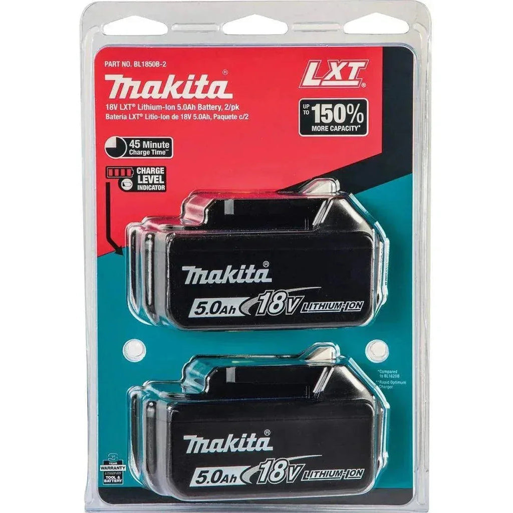 Makita 18V LXT Lithium-Ion 5.0Ah Starter Kit (Two Batteries + Charger + Case)